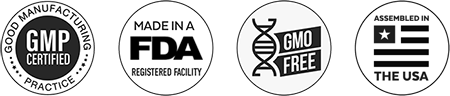 GMP Certified · FDA Registered Facility · GMO Free · Assembled in the USA